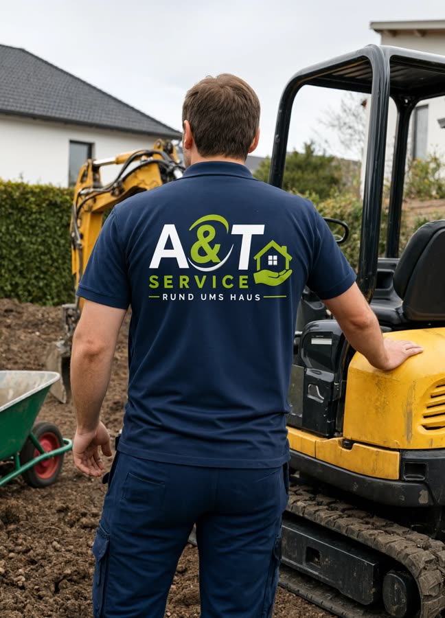 Mitarbeiter von A & T Service GmbH an einem Minibagger